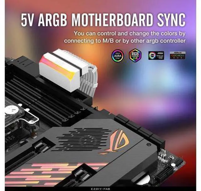 Alt view image 2 of 7 - ATX 24-pin 90 Degree Power Connector Adapter 5V 3 Pin ARGB Rainbow Female to Male Power Adapter for Computer Motherboard ATX Power Supply- White-1 Pack