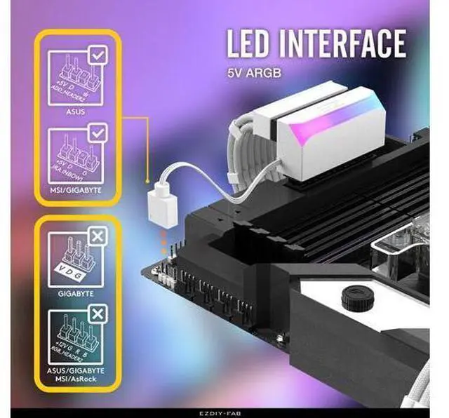 Alt view image 5 of 7 - ATX 24-pin 90 Degree Power Connector Adapter 5V 3 Pin ARGB Rainbow Female to Male Power Adapter for Computer Motherboard ATX Power Supply- White-1 Pack