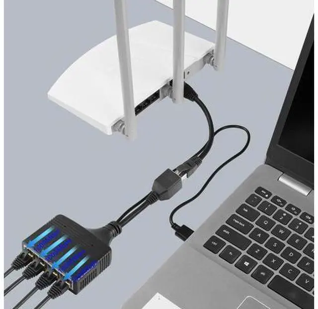 Alt view image 3 of 7 - Gigabit RJ45 Network Splitter Adapter, 1 to 4 Ethernet Splitter 1000Mbps High Speed LAN Network Splitter,4 Devices Share The Internet at The Same Time(1 to 4 Female Gigabit)