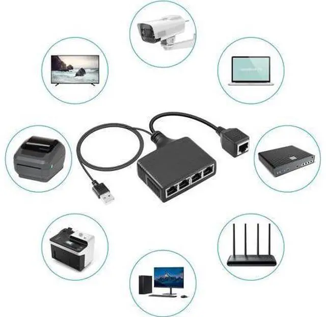 Alt view image 5 of 7 - Gigabit RJ45 Network Splitter Adapter, 1 to 4 Ethernet Splitter 1000Mbps High Speed LAN Network Splitter,4 Devices Share The Internet at The Same Time(1 to 4 Female Gigabit)
