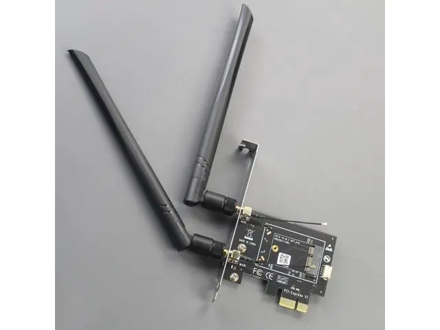 Alt view image 2 of 14 - Vszerda WA01 M.2 E Key to PCIe X1 WiFi Bluetooth Adapter for M.2 WiFi 4/5/6/6e/7/Coral TPU Module, with 6-dBi SMA Antenna Kits