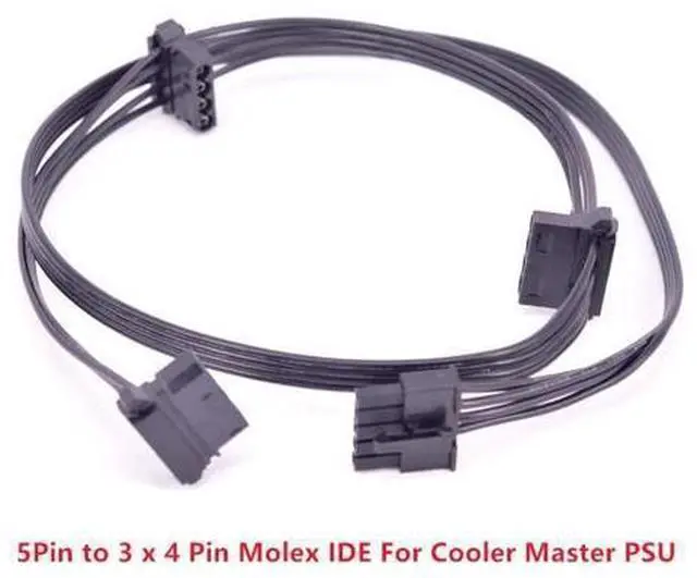 Main image of 5Pin to 3 IDE 4Pin Angled Molex Power Supply Cable for Cooler Master MWE Gold 550 650 750 V550 V650 V700 V850 Platinum Silent Pro Gold 1200W M1000 M850 M700 M600 1000W 850W Hybrid PSU Modular
