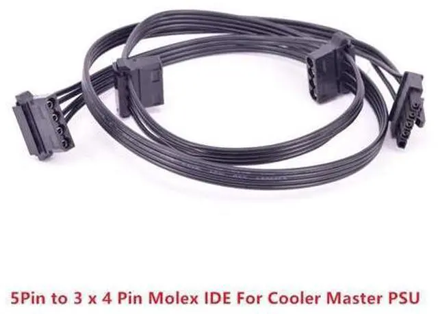Alt view image 2 of 3 - 5Pin to 3 IDE 4Pin Angled Molex Power Supply Cable for Cooler Master MWE Gold 550 650 750 V550 V650 V700 V850 Platinum Silent Pro Gold 1200W M1000 M850 M700 M600 1000W 850W Hybrid PSU Modular