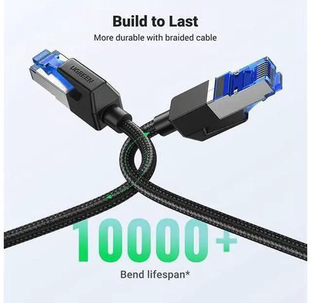 Alt view image 5 of 7 - UGREEN Cat 8 Ethernet Cable 4.92FT, High Speed Braided 40Gbps 2000Mhz Network Cord Cat8 RJ45 Shielded Indoor Heavy Duty LAN Cables Compatible for Gaming PC PS5 Xbox Modem Router 4.92FT/1.5m