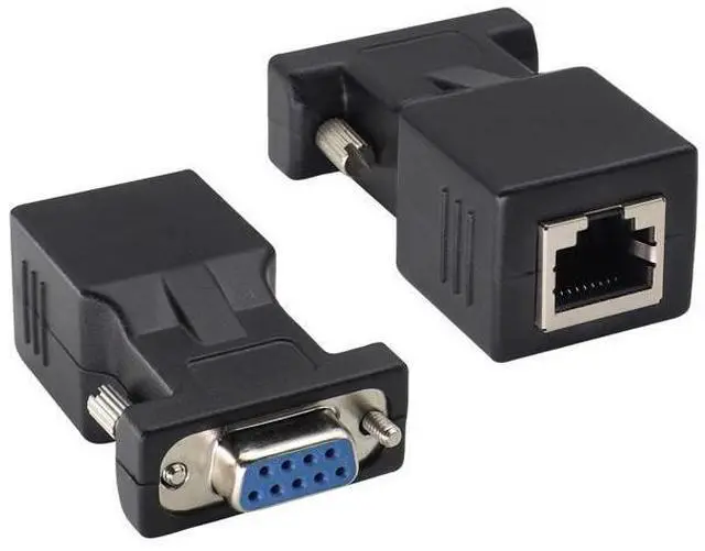 Main image of RS232 DB9 to RJ45 Converter RJ45 Female to DP9 9-Pin Serial Port RS232 Female Extender Adapter for Computer,Digital Machine Code Printer Transmission Distance Cable Adapter (2 Pack-Female)