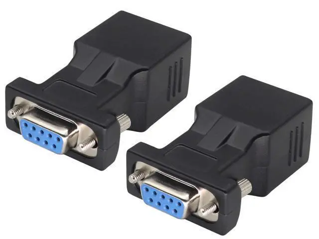 Alt view image 4 of 7 - RS232 DB9 to RJ45 Converter RJ45 Female to DP9 9-Pin Serial Port RS232 Female Extender Adapter for Computer,Digital Machine Code Printer Transmission Distance Cable Adapter (2 Pack-Female)