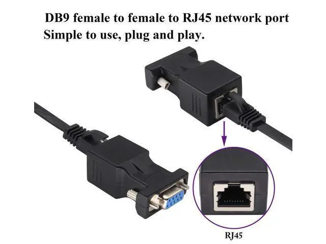 Alt view image 5 of 7 - RS232 DB9 to RJ45 Converter RJ45 Female to DP9 9-Pin Serial Port RS232 Female Extender Adapter for Computer,Digital Machine Code Printer Transmission Distance Cable Adapter (2 Pack-Female)
