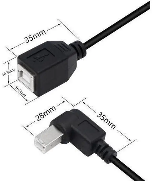 Alt view image 2 of 7 - USB 2.0 Type-B Printer Cable, 2-Pack USB B Female to Left Angle & Right Angle B Male Printer Extension Cable, for Scanner, Mobile HDD and More (L-R)