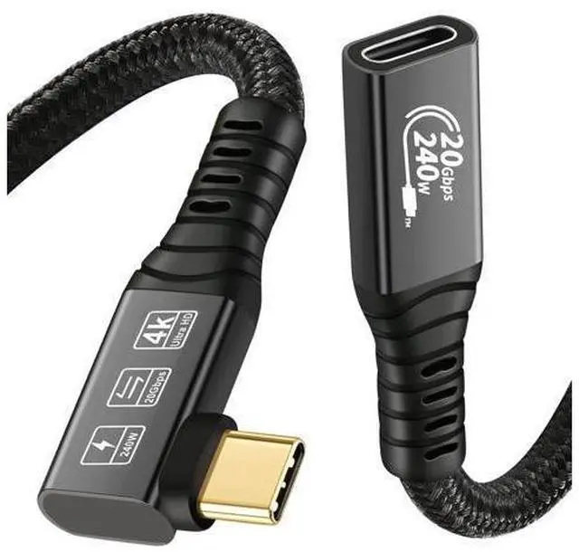 Main image of 20Gbps USB C 3.2 Extension Cable, 90 Degree USBC 3.2 Gen2 Type-c Male to Female Extender Cable 4K@60Hz 240W Charging 20Gbps Data Transfer with External SSD eGPU (90 Degree Extension 0.5M)
