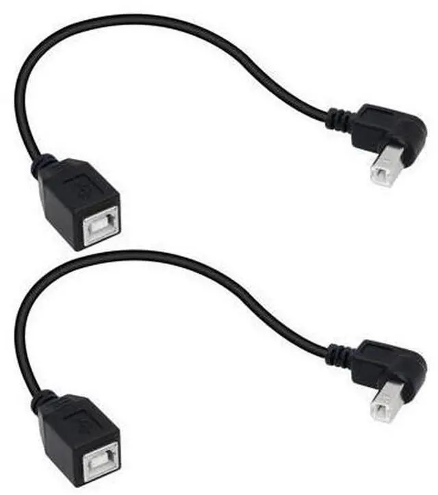 Main image of USB 2.0 Type-B Printer Cable, 2-Pack USB B Female to Type B Male (90 Degree Down) Printer Short Extension Cable for Scanner, Mobile HDD and More (Down 2)