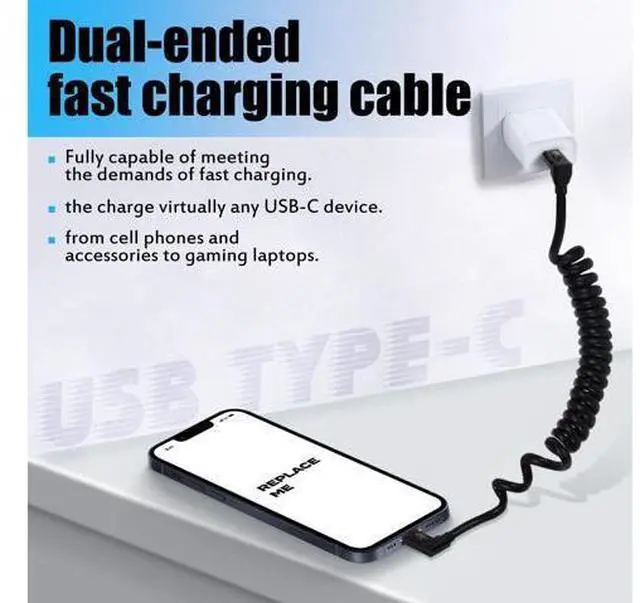 Alt view image 3 of 7 - 3.9ft USB 4.0 Type C Coiled Cable, Bidirectional 40Gbps, 240W PD Charging, 8K@60Hz Video, Straight to Up Down Angle Male Spring Spiral Cord for Thunderbolt 4/3, Smartphone, Laptop, Monitor