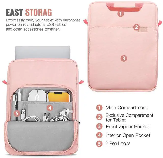 Alt view image 3 of 7 - TiMOVO Laptop Sleeve Bag for MacBook Air 13 inch 2026 Model A3449/A3240 with M5/M4 Chip, Handle Carrying Case with Shoulder Strap, Pink