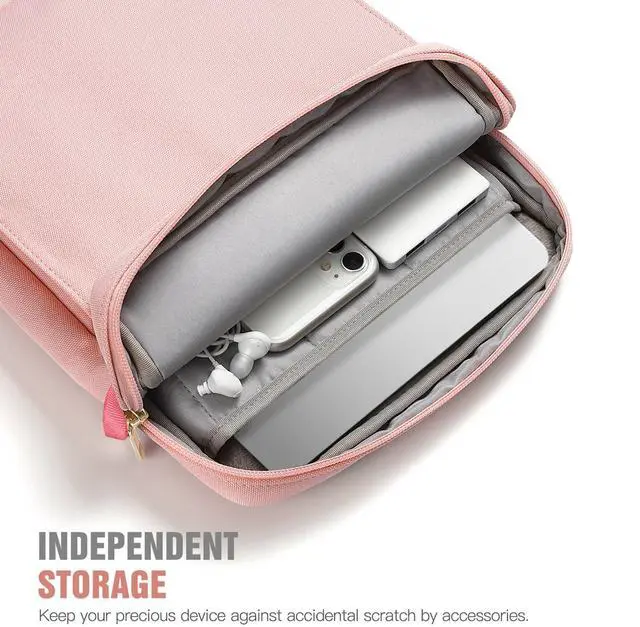 Alt view image 6 of 7 - TiMOVO Laptop Sleeve Bag for MacBook Air 13 inch 2026 Model A3449/A3240 with M5/M4 Chip, Handle Carrying Case with Shoulder Strap, Pink