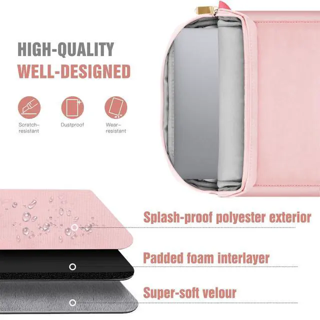 Alt view image 5 of 7 - TiMOVO Laptop Sleeve Bag for MacBook Air 13 inch 2026 Model A3449/A3240 with M5/M4 Chip, Handle Carrying Case with Shoulder Strap, Pink