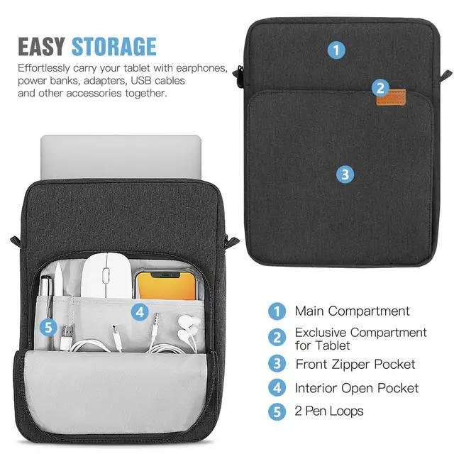 Alt view image 3 of 7 - TiMOVO Laptop Sleeve Bag for MacBook Air 13 inch 2026 Model A3449/A3240 with M5/M4 Chip, Handle Carrying Case with Shoulder Strap,Black