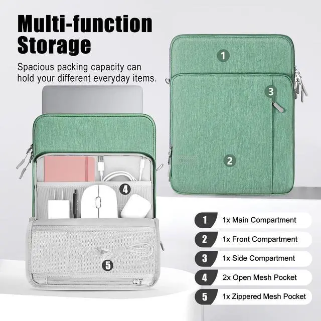 Alt view image 6 of 7 - TiMOVO Laptop Sleeve Bag for MacBook Neo 13 inch 2026 Model A3404 with A18 Pro Chip, Carrying Case with Shoulder Strap, Lime Green