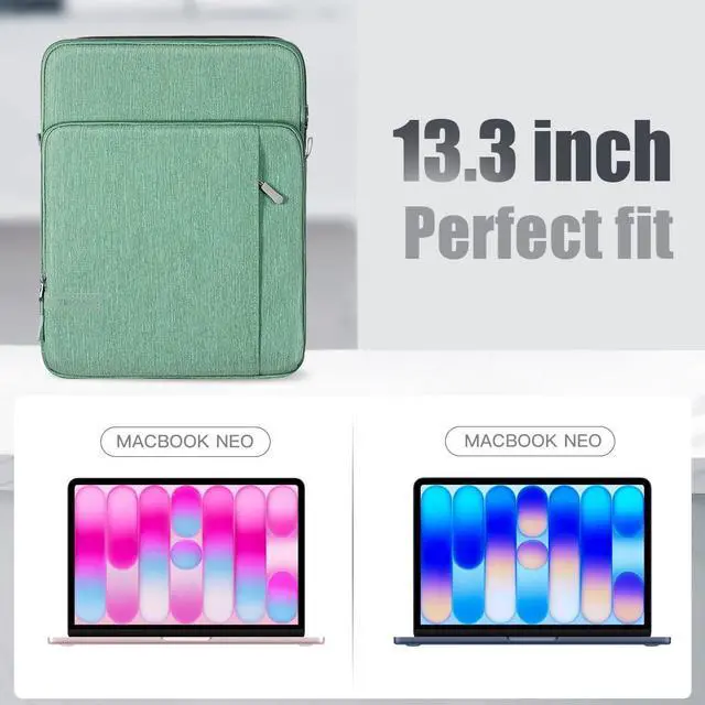 Alt view image 4 of 7 - TiMOVO Laptop Sleeve Bag for MacBook Neo 13 inch 2026 Model A3404 with A18 Pro Chip, Carrying Case with Shoulder Strap, Lime Green