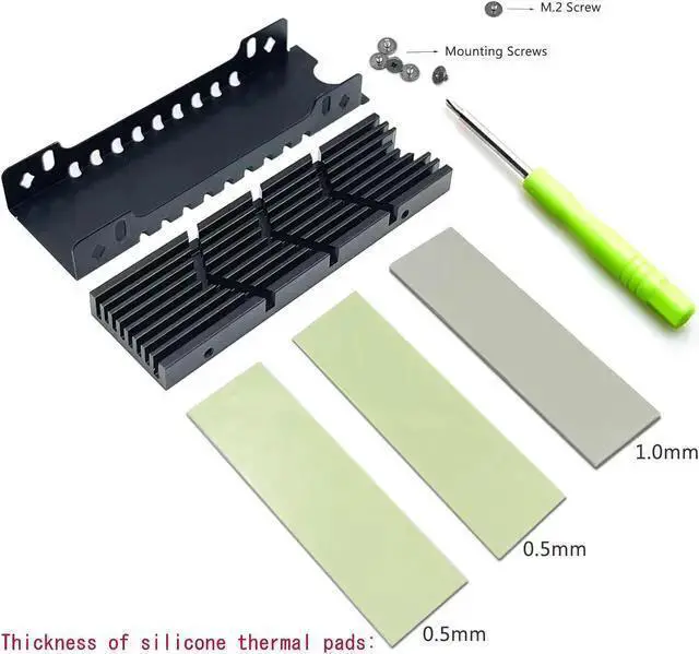 Alt view image 2 of 2 - M.2 Heatsink NVMe SSD PS5 Heat Sink Computer PC PCIE M2 2280 SSD Cooler with Thermal Silicone pad for PC / PS5 for Samsung 990 980 970 EVO Plus SN850 SN750 SN570 Firecuda 530 Black