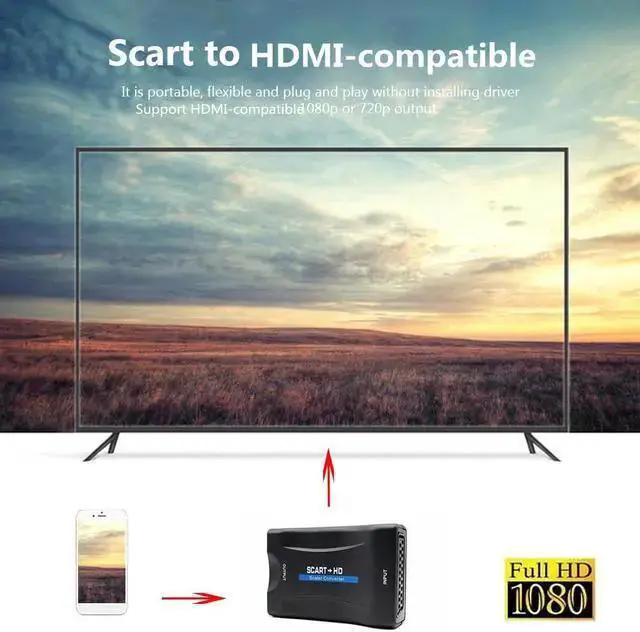 Alt view image 6 of 7 - SCART to HDMI Converter Adaptor SCART to 1080P/720P HDMI Audio Video Adapter for HDTV Monitor Projector STB VHS PS3 DVD Player, Convert Digital AV Signal to Analog CVBS Signal