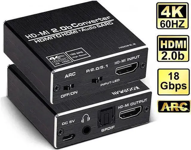 Alt view image 5 of 7 - 4K@60HZ HDMI 2.0b Audio Extractor, HDMI Audio Converter Adapter,HDMI to HDMI + Optical Toslink SPDIF + 3.5mm AUX Stereo Audio Out, Support HDMI ARC, HDCP 2.2, RGB 8:8:8,3D