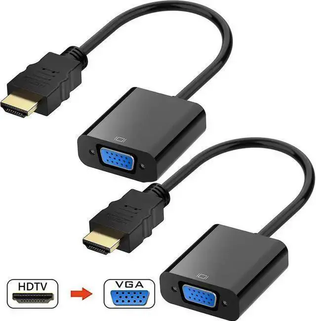 Alt view image 5 of 7 - DIXSG 2Pcs HDMI to VGA, Gold-Plated HDMI to VGA Adapter (Male to Female) for Computer, Desktop, Laptop, PC, Monitor, Projector, HDTV, Chromebook, Raspberry Pi, Roku, and More - Black
