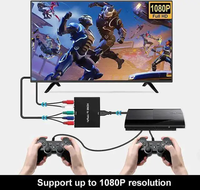 Alt view image 5 of 7 - DIXSG HDMI to Component Converter, HDMI to 1080P YPbPr 5RCA RGB + R/L Video Audio Adapter, Support TV, Roku, Fire Stick, DVD Players to HDTV and Projector