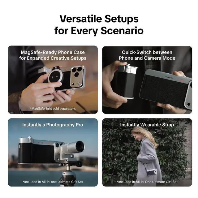 Alt view image 5 of 7 - RetroVa Grip Kit for iPhone 17 Pro Max, Vintage Leather-Style Phone Case with Camera Grip, External microSD Recording, Bluetooth Remote Control for Photography/Vlogging/Travel