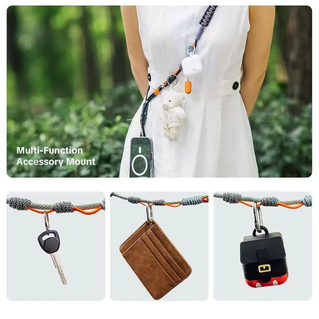 Alt view image 3 of 7 - LinkGo Phone Strap Crossbody, Anti Theft Quick Release, Adjustable Phone Lanyard with Lens Cloth for iPhone & Android