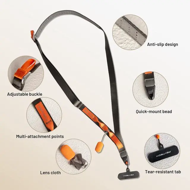 Alt view image 2 of 7 - LinkGo Phone Strap Crossbody, Anti Theft Quick Release, Adjustable Phone Lanyard with Lens Cloth for iPhone & Android