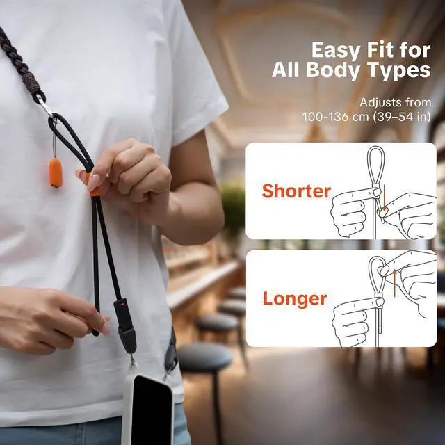Alt view image 2 of 7 - LinkGo Phone Strap Crossbody, Anti Theft Quick Release, Adjustable Phone Lanyard with Lens Cloth for iPhone & Android