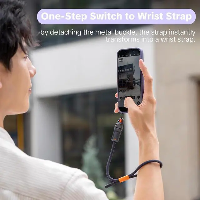 Alt view image 6 of 7 - LinkGo Phone Strap Crossbody, Anti Theft Quick Release, Adjustable Phone Lanyard with Lens Cloth for iPhone & Android