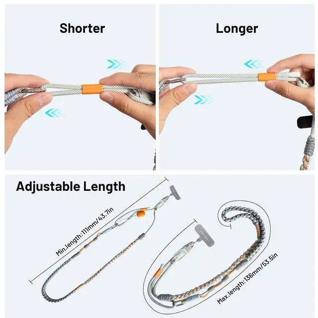 Alt view image 3 of 7 - LinkGo Phone Strap Crossbody, Anti Theft Quick Release, Adjustable Phone Lanyard with Lens Cloth for iPhone & Android