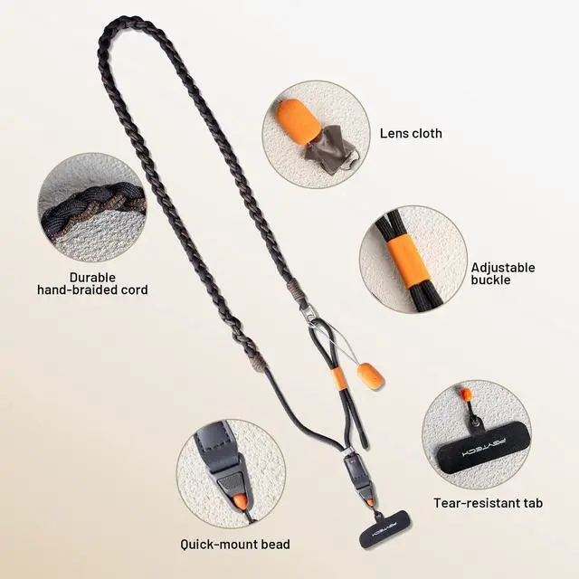Alt view image 2 of 7 - LinkGo Phone Strap Crossbody, Anti Theft Quick Release, Adjustable Phone Lanyard with Lens Cloth for iPhone & Android