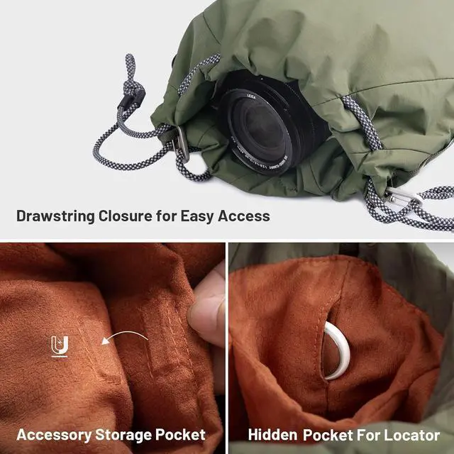 Alt view image 5 of 7 - OneGo Drawstring Small Camera Bag, Soft Cute Camera Pouch Handbag compatible with Mirrorless Cameras/Nikon/Canon/Sony/Fuji/Pocket 4 Camera Case