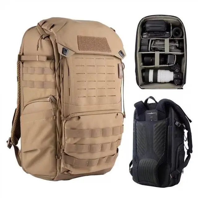 Main image of OneMo TAC 25L Tactical Camera Backpack, Waterproof DSLR/SLR/Mirrorless Photography Camera Bag with 15.6" Laptop Sleeve, Tripod Holder & Rain Cover (Wolf Brown)