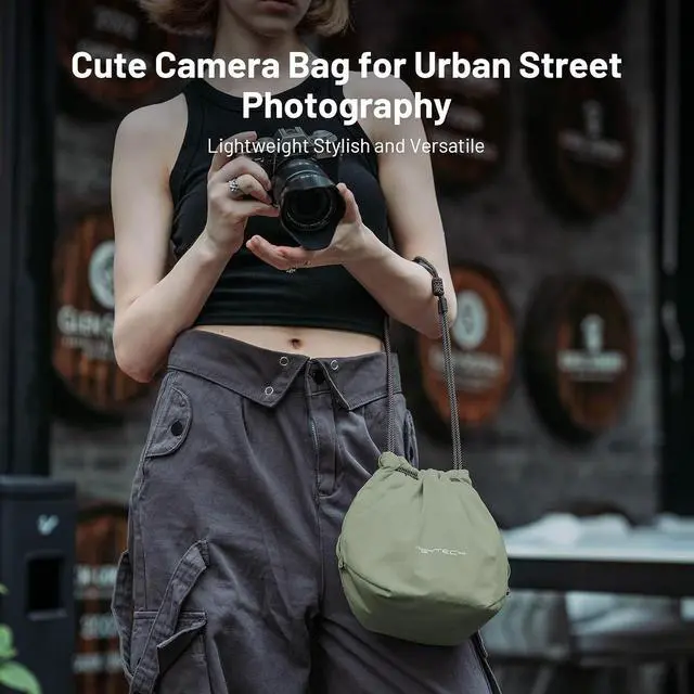 Alt view image 7 of 7 - OneGo Drawstring Small Camera Bag, Soft Cute Camera Pouch Handbag compatible with Mirrorless Cameras/Nikon/Canon/Sony/Fuji/Pocket 4 Camera Case