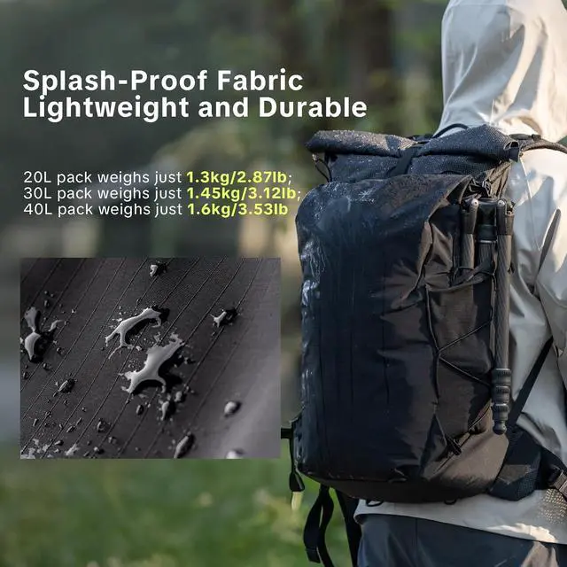 Alt view image 5 of 7 - OnePro Ultralight Camera Backpack, Expandable Camera Bag 20L for Photographers, Outdoor Travel Bag with Dividers and 14" Laptop Sleeve, Compatible with DSLR/Drones/Mirrorless(Space Black)