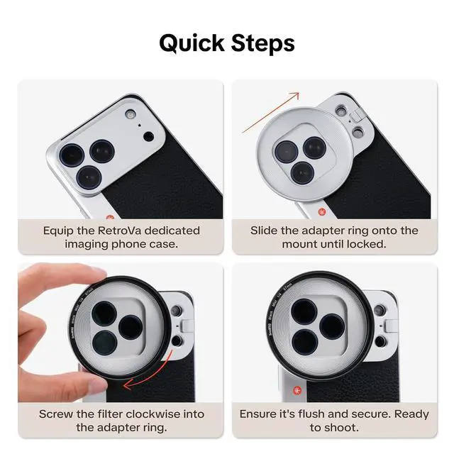 Alt view image 2 of 5 - 62mm Phone Lens Filter Adapter Ring for iPhone 17 Pro, Clip-On Mount for 62mm Filters for Mobile Photography (No Filters)
