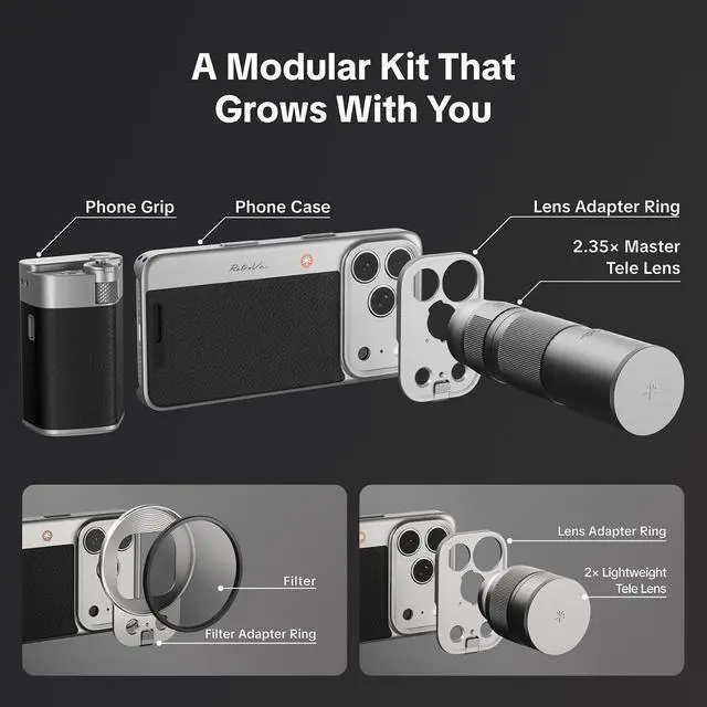 Alt view image 2 of 5 - 2X Telephoto Lens for iPhone 16 Pro, 240mm Equivalent Optical Zoom, Clip-On Telephoto Extender for RetroVa Case, for Concert Goers & Wildlife Enthusiasts