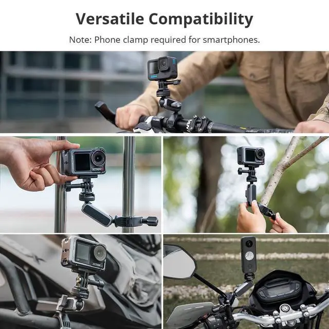 Alt view image 4 of 7 - CapLock Quick Release Bike Motorcycle Handlebar Mount, 360°Dual-Ball Rotation, 1/4"-20 Adapter, for DJI OSMO Action 6/5 Pro/4/Pocket 4/3/Xtra Muse/Gopro/Insta360 Ace Pro 2/X5/Luna Ultra, Phone