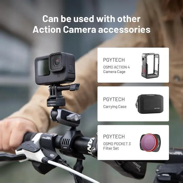 Alt view image 7 of 7 - CapLock Quick Release Bike Motorcycle Handlebar Mount, 360°Dual-Ball Rotation, 1/4"-20 Adapter, for DJI OSMO Action 6/5 Pro/4/Pocket 4/3/Xtra Muse/Gopro/Insta360 Ace Pro 2/X5/Luna Ultra, Phone