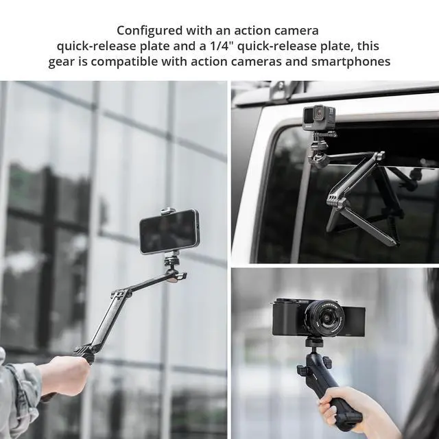 Alt view image 6 of 7 - CapLock MantisPod Z, 3-Way Quick Release Video Vlogging Tripod, Magic Arm Multi Mount Flexible Selfie Stick for DJI OSMO Action 6/5 Pro/Pocket 4/3/Xtra Muse, Gopro 13/12, Insta360 Ace Pro 2/X5