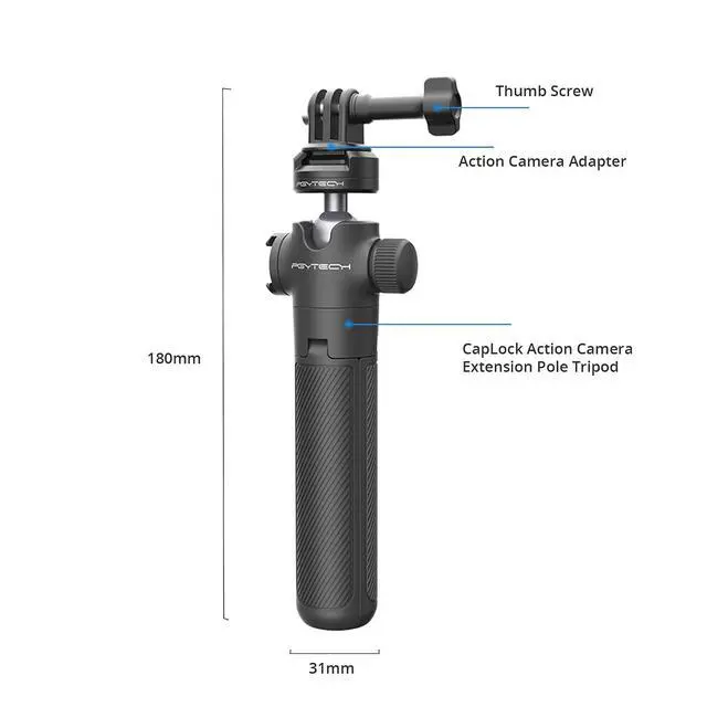Alt view image 6 of 7 - CapLock Action Camera Extension Pole Tripod for OSMO Action 4/3/2, OSMO Pocket 2, Gopro Hero 11/10/9/8, ONE RS/R/X3, XiaoYi, Feiyu Action Camera Quick-Release Design