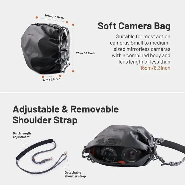 Alt view image 2 of 6 - OneGo Cloud Camera Bag Small, Soft Camera Case Pouch Handbag compatible with Mirrorless Cameras/Nikon/Canon/Sony/Fuji/Pocket 4/GoPro action cameras