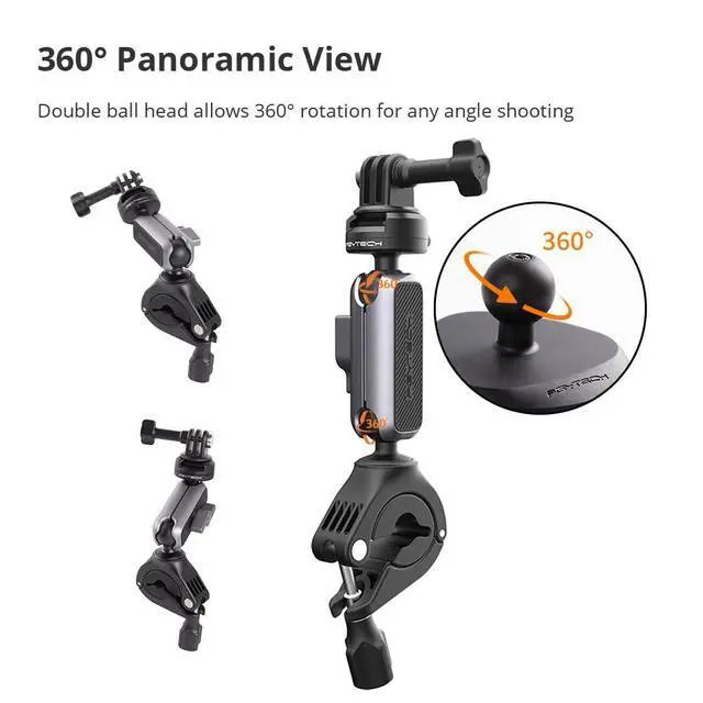 Alt view image 3 of 7 - CapLock Quick Release Bike Motorcycle Handlebar Mount, 360°Dual-Ball Rotation, 1/4"-20 Adapter, for DJI OSMO Action 6/5 Pro/4/Pocket 4/3/Xtra Muse/Gopro/Insta360 Ace Pro 2/X5/Luna Ultra, Phone
