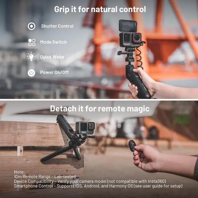 Alt view image 3 of 6 - CapLock MantisPod Power for Gopro, Quick Release Charging Handle Grip Mount with Remote Control, 5000mAh Battery Power Selfie Stick, Vlog Attachment Tripod Monopod Bank for Gopro 13/12, Phone