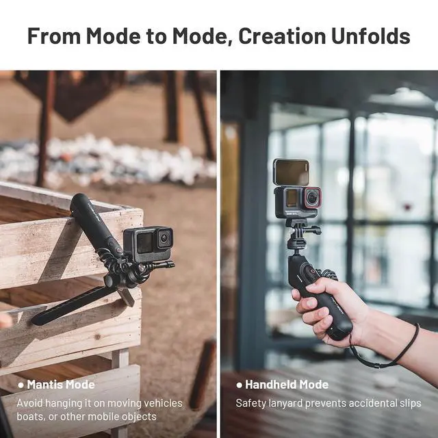 Alt view image 6 of 6 - CapLock MantisPod Power for Gopro, Quick Release Charging Handle Grip Mount with Remote Control, 5000mAh Battery Power Selfie Stick, Vlog Attachment Tripod Monopod Bank for Gopro 13/12, Phone