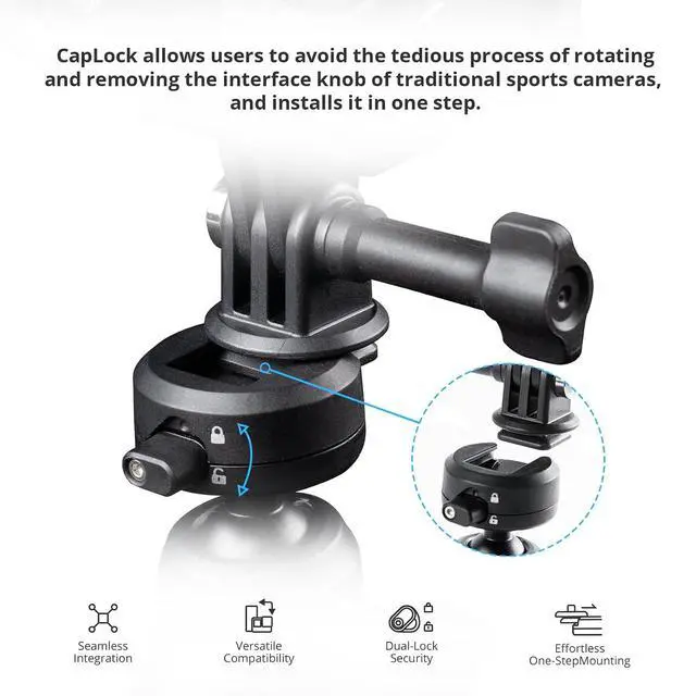 Alt view image 2 of 7 - CapLock MantisPod Z, 3-Way Quick Release Video Vlogging Tripod, Magic Arm Multi Mount Flexible Selfie Stick for DJI OSMO Action 6/5 Pro/Pocket 4/3/Xtra Muse, Gopro 13/12, Insta360 Ace Pro 2/X5