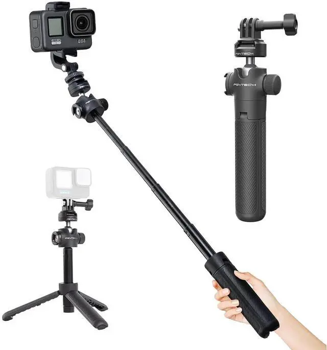 Main image of CapLock Action Camera Extension Pole Tripod for OSMO Action 4/3/2, OSMO Pocket 2, Gopro Hero 11/10/9/8, ONE RS/R/X3, XiaoYi, Feiyu Action Camera Quick-Release Design