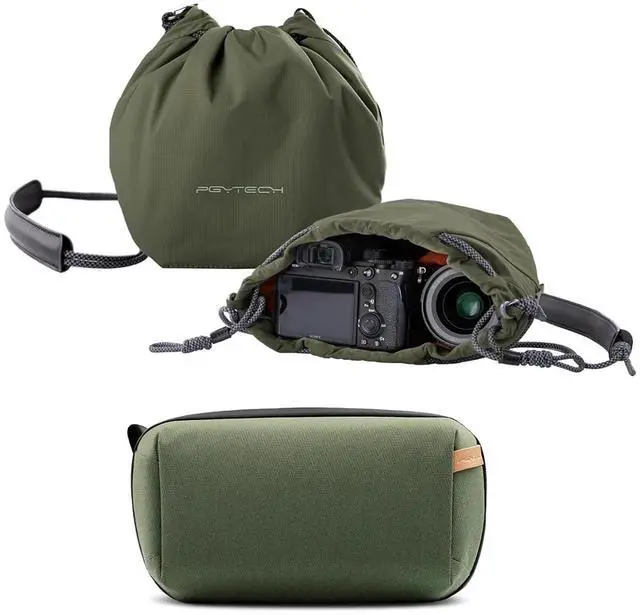 Main image of Tavel Tech Organizer+OneGo Drawstring Bag, Soft Cute Camera Pouch Handbag compatible with Mirrorless Cameras/Nikon/Canon/Sony/Fuji Camera